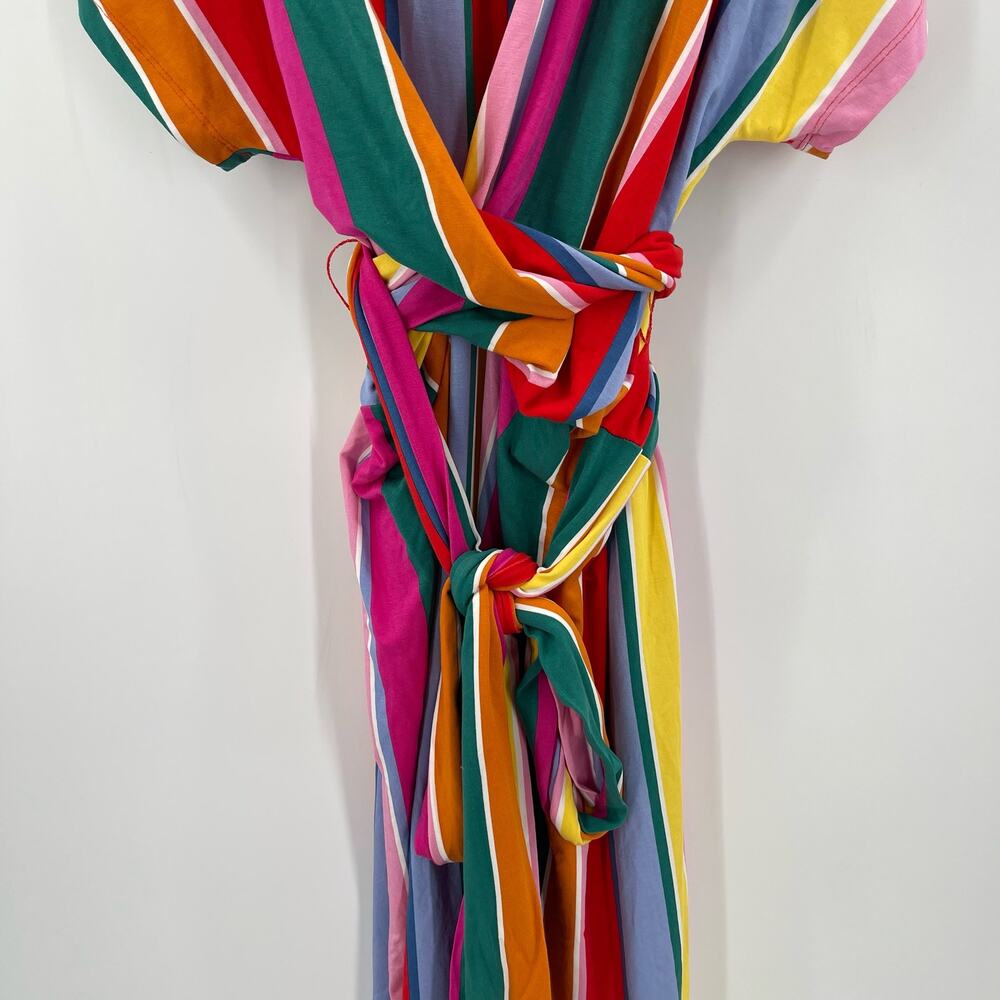 ELOQUII Dress Size 26 Stripe Curvy Plus Wrap Super Stretchy Candy Rainbow NWT - Picture 10 of 14